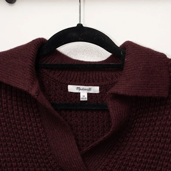 Madewell Deep Burgundy V-Neck Sweater - Picture 2 of 4
